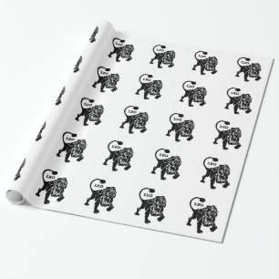 Papel De Regalo León negro Zodiac