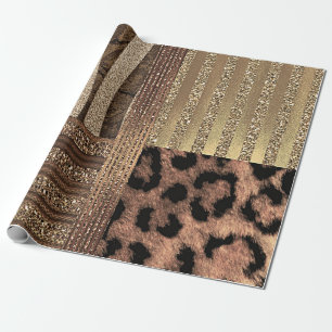 Papel De Regalo Leona Dorada Glam Safari Chic Moderno Fiesta