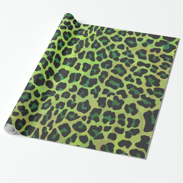Papel De Regalo Leopard Black and Green Print (Desenrollado)