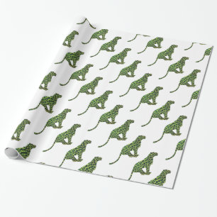 Papel De Regalo Leopard Black and Green Silhouette