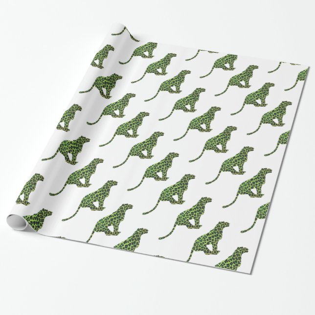 Papel De Regalo Leopard Black and Green Silhouette (Desenrollado)