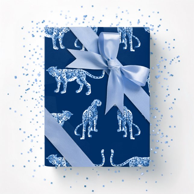 Papel De Regalo Leopard Catwalk in Blue Indigo (Subido por el creador)