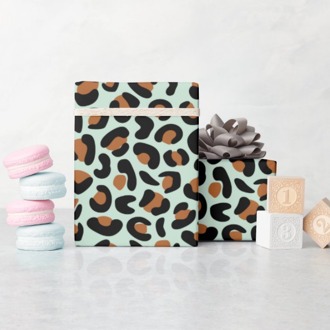 Papel De Regalo Leopard Print Engagement Gifts Menthol Seamless (Baby Shower)