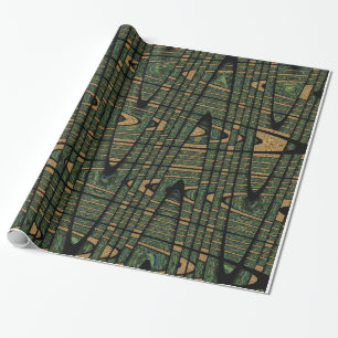 Papel De Regalo Leopard Spots Peacock Feathers Geométrico Moderno