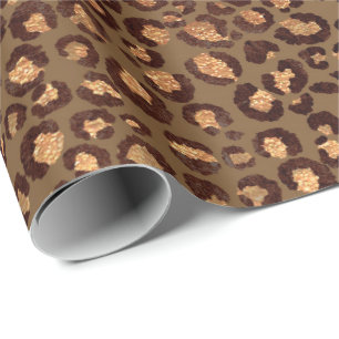 Papel De Regalo Leopardo Animal Bronze Gold Black Honey African Lu
