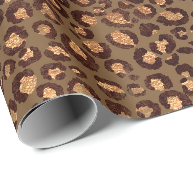 Papel De Regalo Leopardo Animal Bronze Gold Black Honey African Lu (Esquina del rollo)