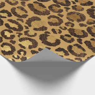 Papel De Regalo Leopardo Animal Oro Blanco Miel negra Lux Africano