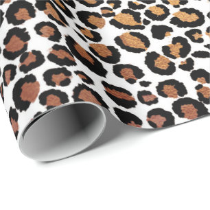 Papel De Regalo Leopardo Animal Oro Blanco Miel Negro Glam African