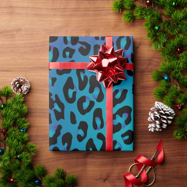Papel De Regalo Leopardo Animal Print Stylish Purple Ombre (Regalo de vacaciones)