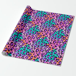 Papel De Regalo Leopardo brillante, agua morada rosa