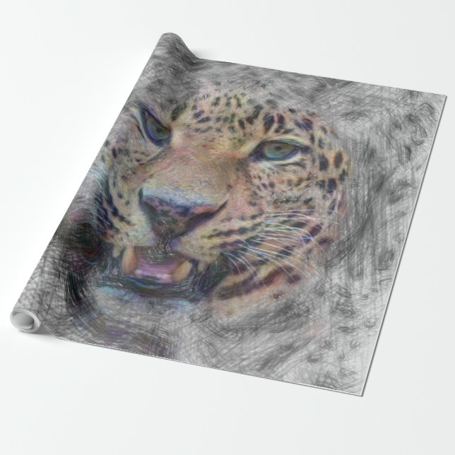Papel De Regalo leopardo de animales artísticos (Desenrollado)