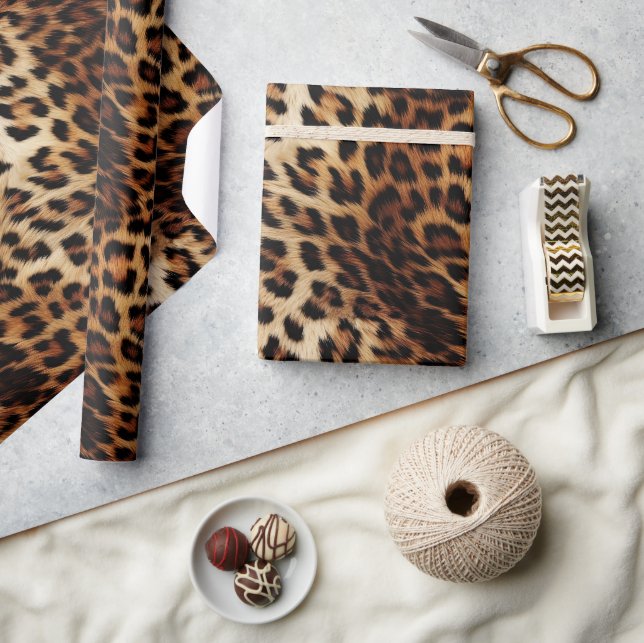 Papel De Regalo Leopardo de crema marrón de moda (Artesanía)