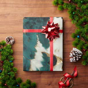 Papel De Regalo Leopardo de oro blanco verde