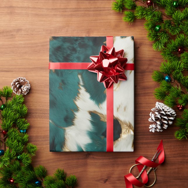 Papel De Regalo Leopardo de oro blanco verde (Regalo de vacaciones)