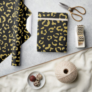 Papel De Regalo Leopardo de oro, Purpurina de oro, patrón de leopa