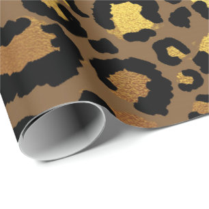 Papel De Regalo Leopardo de piel animal oro negro bronce negro lux