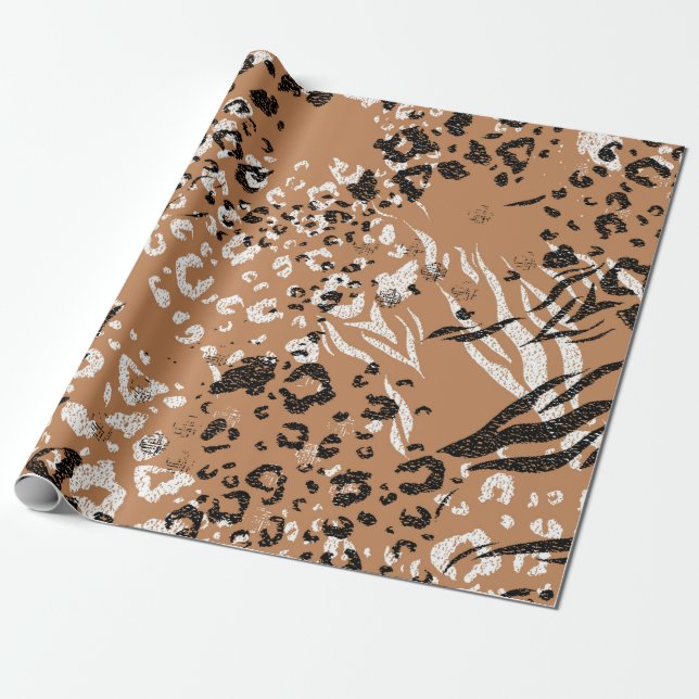 Papel De Regalo Leopardo moderno. Diseño. Fondo. Naturaleza salvaj (Desenrollado)