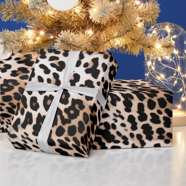 Papel De Regalo Leopardo negro crema (Vacaciones)