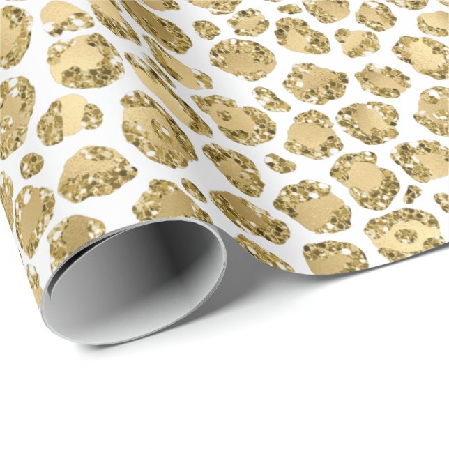 Papel De Regalo Leopardo Purpurina Gold Glitz (Esquina del rollo)