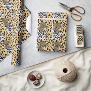 Papel De Regalo Leopardo y rayas de cebra Resumen de arte