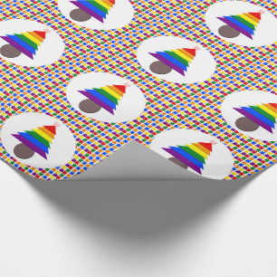 Papel De Regalo Lesbianas arcoiris Árbol y regalo de Navidad