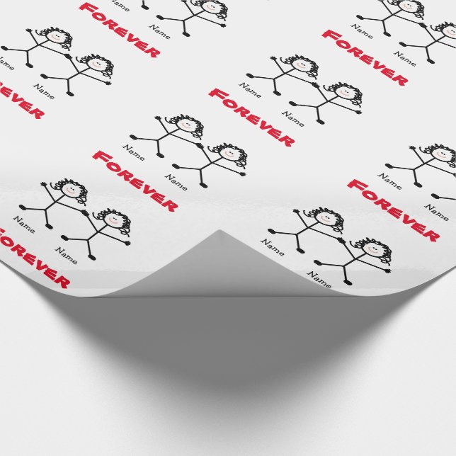 Papel de regalo lesbiano de la boda de Stickmen (Esquina)
