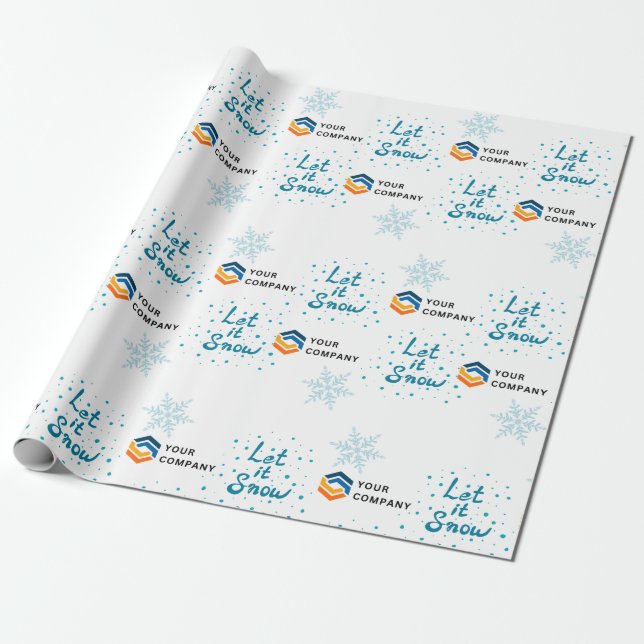 Papel De Regalo Let it Snow Personalizado Business Logo Navidad Co (Desenrollado)