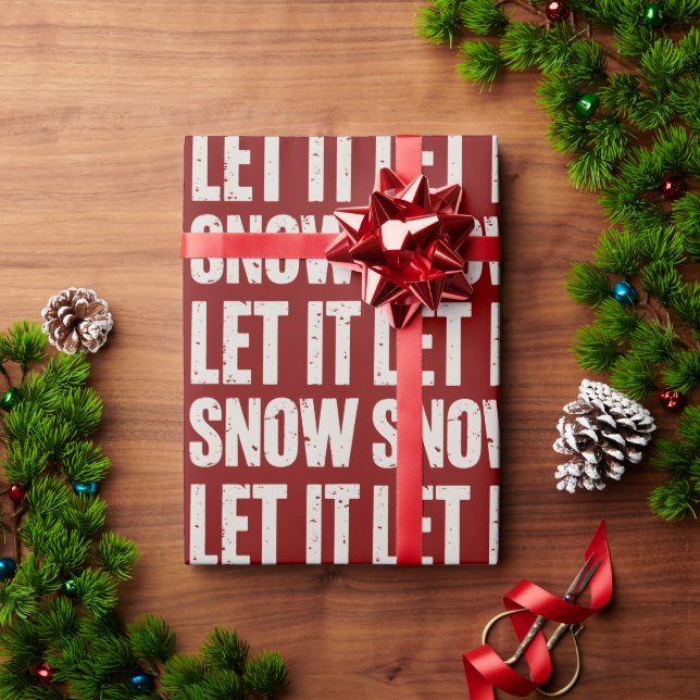 Papel De Regalo Let It Snow Retro Family Christmas Matching  (Regalo de vacaciones)