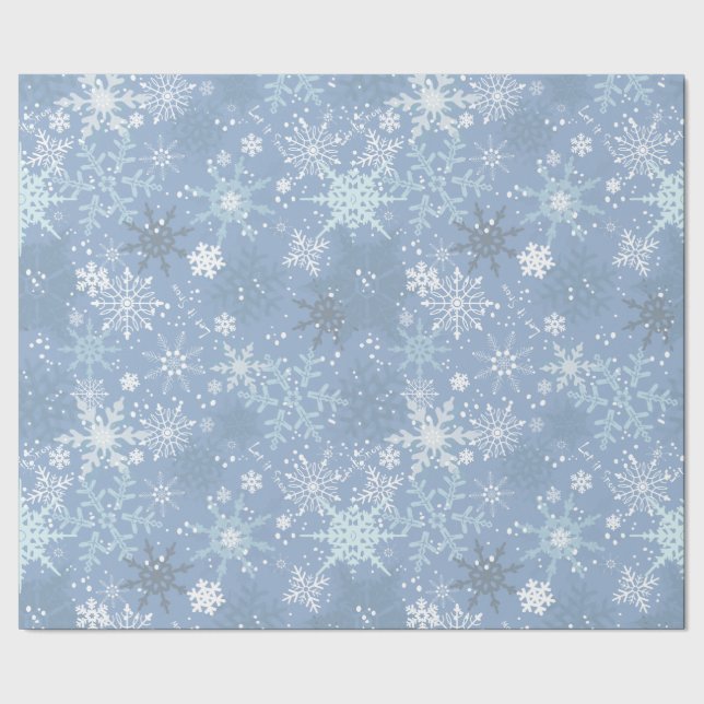 Papel De Regalo Let it Snow - Snowflakes on Cerulean Blue (Costura)