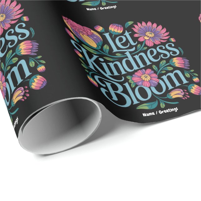 Papel De Regalo Let Kindness Bloom Be Kind Rainbow Flowers Inspire (Esquina del rollo)