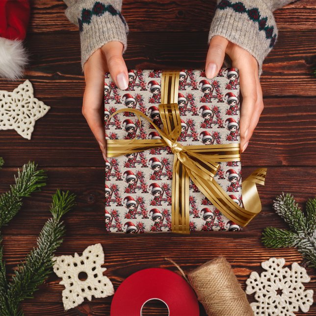 Papel De Regalo Letra A festiva elf Navidades cutos (Subido por el creador)