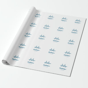 Papel De Regalo Letra azul marino groomsman fecha masculina por