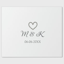 Papel De Regalo Letra boda de corazón plateado nombre de pareja le