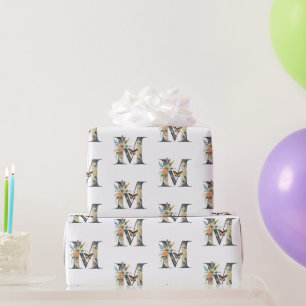 Papel De Regalo Letra bohemia floral elegante M