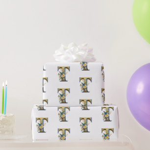 Papel De Regalo Letra bohemia floral elegante T