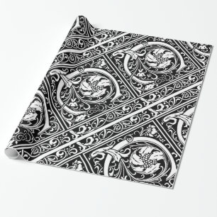 Papel De Regalo Letra C Monograma Arte Nouveau Medieval