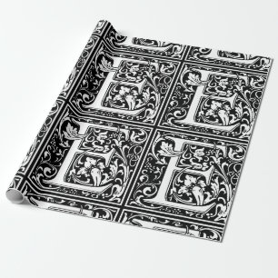 Papel De Regalo Letra E Monograma Medieval Art Nouveau