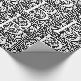 Papel De Regalo Letra floral vintage elegante B monograma