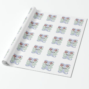 Papel De Regalo Letra I Monograma Fleur de lis