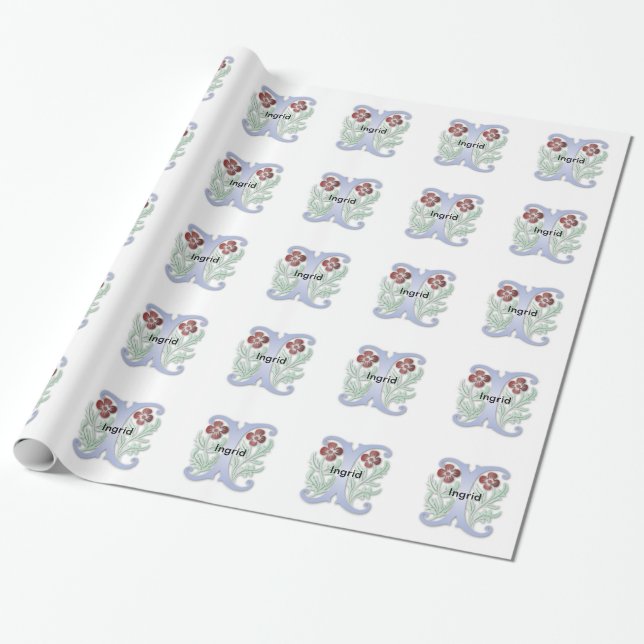 Papel De Regalo Letra I Monograma Fleur de lis (Desenrollado)