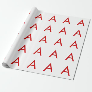 Papel De Regalo Letra Inicial de Monograma Rojo Blanco Moderno Pla