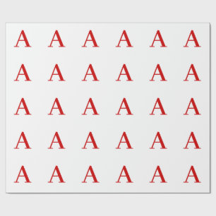 Papel De Regalo Letra Inicial de Monograma Rojo Blanco Moderno Sim