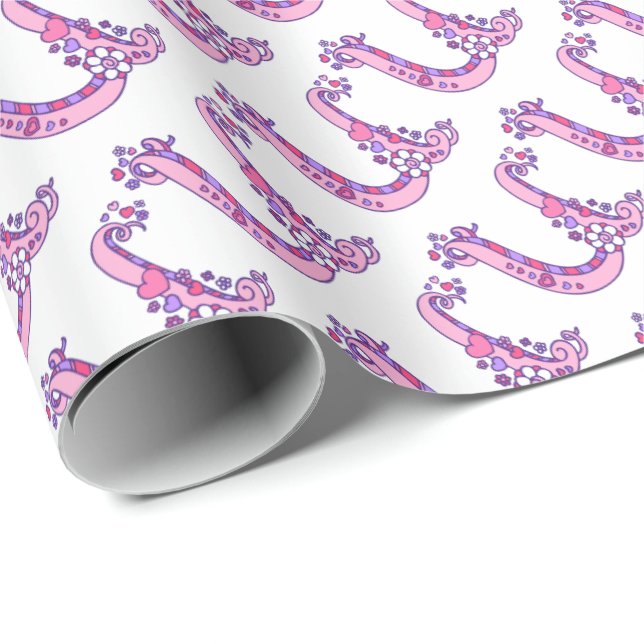 Papel De Regalo Letra inicial envoltura personalizada monograma U  (Esquina del rollo)