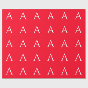 Papel De Regalo Letra Inicial Monograma Rojo Blanco Sencillo Simpl