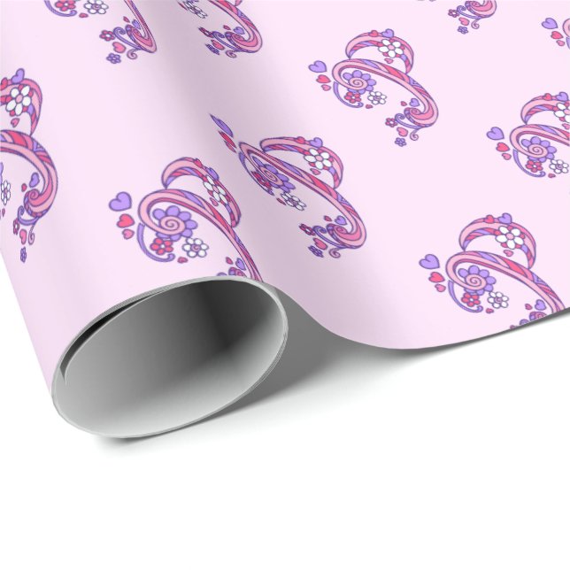 Papel De Regalo Letra inicial P monograma envoltura rosa personali (Esquina del rollo)
