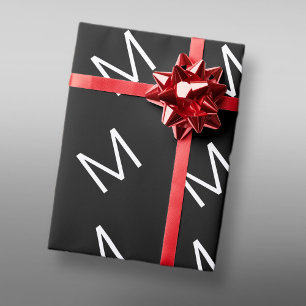 Papel De Regalo Letra minimalista moderna blanca y negra