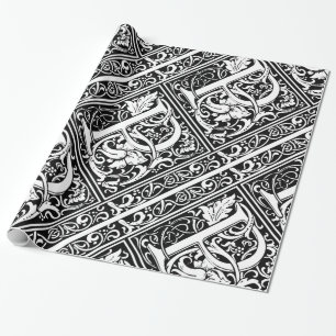 Papel De Regalo Letra P Monograma Medieval Art Nouveau