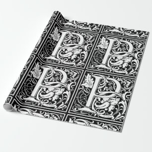 Papel De Regalo Letra P Monograma Medieval Art Nouveau