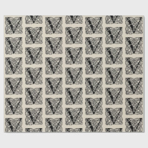 Papel De Regalo Letra V Monograma Impresión Vintage Nudo Celta
