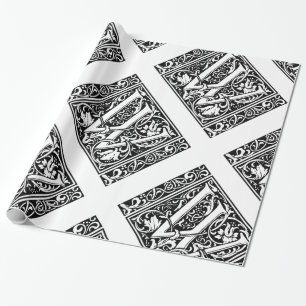 Papel De Regalo Letra W Arte Nouveau Monograma Medieval